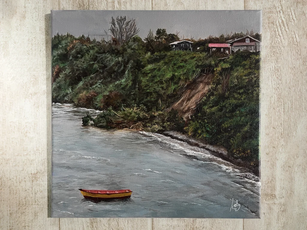 pintura en acrilico de remocion en masa corral geologia